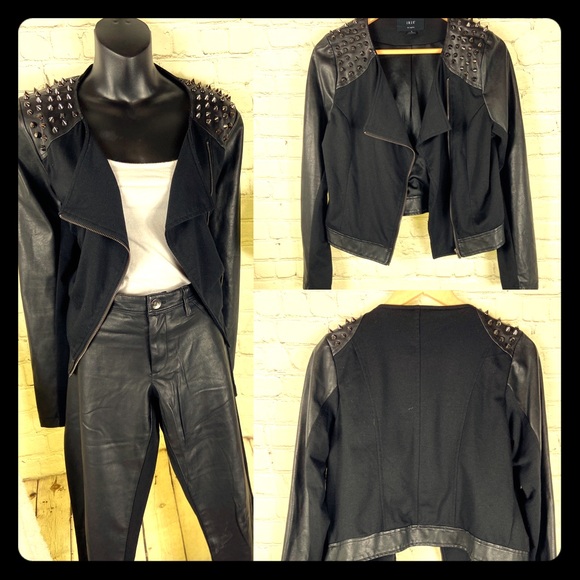 iris Jackets & Blazers - Lg Faux leather jacket with spiked shoulders